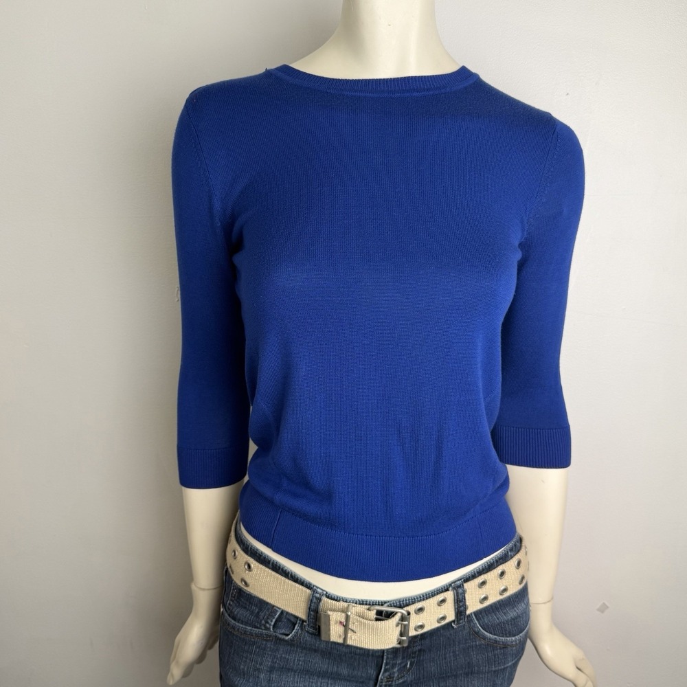 Banana Republic Sweater 3/4 Sleeve Fitted Cobalt Blue Dopamine Preppy XS 363208